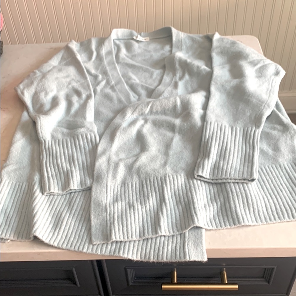 Have Blue Knit Cardigan with Ribbed Detailing